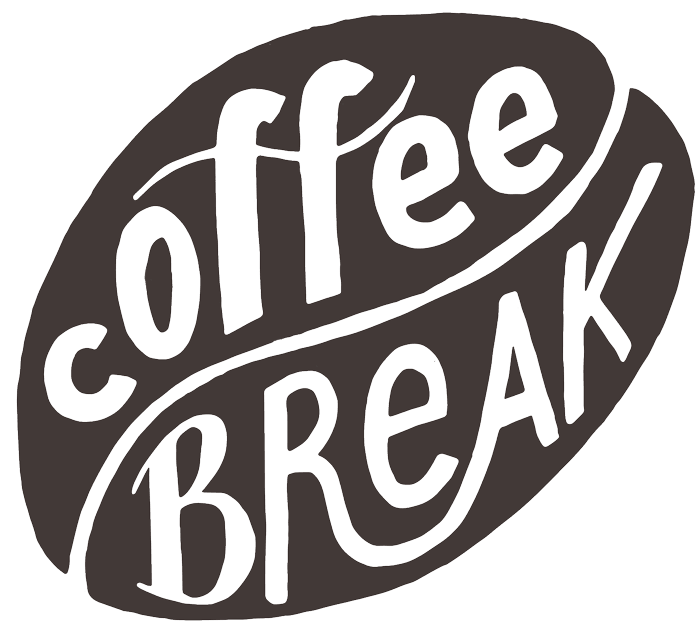 Schriftzug coffee Break in Kaffeebohne